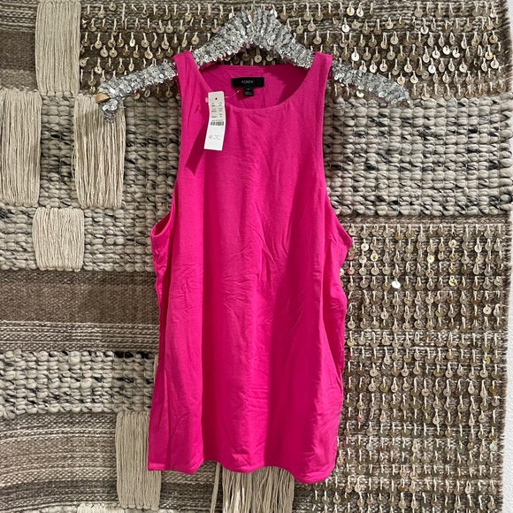 🩷 NWT J Crew hot pink knit tank stretch sz M - Picture 1 of 9